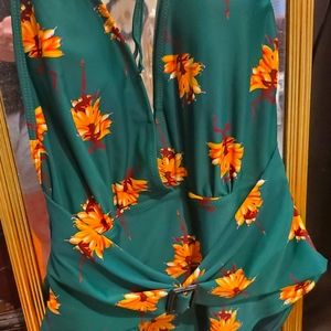 ONE PIECE SWIMSUIT GREEN FLORAL VERY SEXY SZ L
